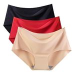 Women's Seamless Hipsters No Show Stretch Bikini Panties Silky Invisible Hipster Ice Silk Imported Fabric Stretchy Soft Breathable High Middle Waist Panties for Girls, Women (XL, Assorted Pack of 3)