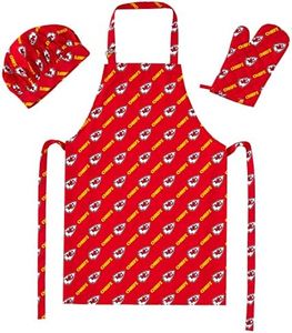 Northwest NFL Kansas City Chiefs 3-Piece Apron, Oven Mitt and Chef Hat Set, One Size, Team Colors