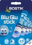 Bostik Blu Stick Glue Sticks, Goes on Blue, Dries Clear, Solvent Free, Washable, 4 x 8g sticks