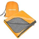 FANCYWING Hooded Stadium Blanket, Waterproof & Windproof Camping Blanket, Large Warm Fleece Outdoor Mat for Picnic, Sports, Beach, Concerts, Car, Dogs, Travel, Indoor Portable (79x56 Inches) Orange