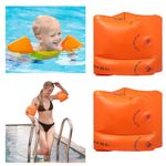 1 Pair Arm Floaties for Kid Pool Floats Sleeves Swimming Arm Float Rings for Kid Adult Water Sports Learning Swim Training (Orange)