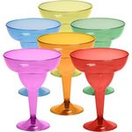 48 Plastic Margarita Glasses - 12 oz. | Hard Assorted Colors Plastic Cocktail Cups | Disposable Party Cups | Large Margarita Glasses | Plastic Cocktail Coupe | Frozen Drink Cups