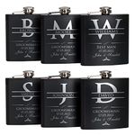 P Lab Set of 6 - Groomsmen Gift - Groomsman Gifts Favor Customized Flask Set w Optional Gift Box - Engraved 6oz Stainless Steel Flask Custom Personalized Flask Gift Set, Black #2