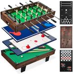 Best Choice Products 11-in-1 Kids Combo Game Table Set w/Ping Pong, Foosball, Air Hockey, Shuffleboard, Bowling, 5 Accessory Bags - Dark Wood