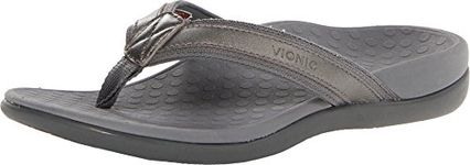 Vionic Women's Tide Toe Post Sandals in Pewter Metallic