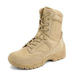 NORTIV 8 Men's Military Tactical Work Boots Side Zip Hiking Motorcycle Combat Bootie Sand Size 10.5 M US Response