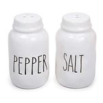 Luciano Housewares Cute Novelty Farmhouse Modern Ceramic Salt and Pepper Shakers Set, 2 x 3.5 inches, White