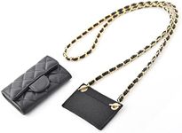 LinerLink Conversion Kit (Insert+Chain) for Chanel Card Holder Wallet On Chain, Handmade Conversion Kit for CF Classic Wallet Purse, DIY Conversion Kit for CC CF Tri-fold Wallet (Gold Chain, 110cm)