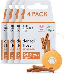 The Humble Co Cinnamon Dental Floss, 4 Pack - Vegan Expanding Dental Floss for Adult & Kids - Non-Toxic, Thick Expandable Floss for Gum Health - Oral Care & Hygiene - 220 Yards