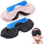 Luxtude 2Pack Sleep Eye Mask with Hot Cold Gel Ice Pack for Dry Eyes/Dark Circles/Puffiness, Upgraded 3D Contoured Night Sleep Mask Block Out Light, Blindfold Eye Shade Cover for Women Men Travel