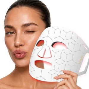 4-in-1 Red Light Therapy for Face, 300 Chips LED Face Mask with 620nm Red, 460nm Blue & 850nm Near-Infrared, Rechargeable Skin Care Mask for Sensitive Skin, Age-Defying, Acne & Repair (White)