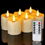 Homemory Timer Remote Control Flameless Votive Tea Lights Candles, Realistic Battery Operated Candles, 6Pack for Wedding Home Party Halloween Decorations