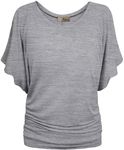 HyBrid & Company Womens Boat Neck Dolman Top Shirt KT44130 Heather Gr XL