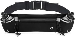 Running Belt with Water Bottles (2 x 175ml), Hydration Belt Waterproof Waist Pack Bag with Bottle Holder Phone Zipper Pocket, Adjustable Sports Waist Pouch for Cycling Fitness Training Hiking Exercise