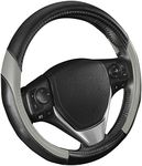 BDK Auto SW-814-LG: Motor Trend Two Tone Pu Steering Wheel Cover/Light Gray