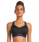 Freya Epic Underwired Moulded Crop Top Sports Bra Electric Black Black 34G