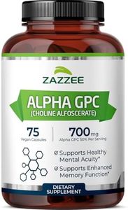 Zazzee Extra Strength Alpha GPC Choline, 700 mg per Serving, 75 Vegan Capsules, 100% Pure Pharmaceutical Grade, 100% Vegetarian, Standardized for Potency and Purity, All-Natural and Non-GMO