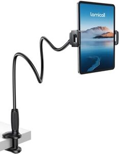 Lamicall Gooseneck Tablet Holder for Bed - [Easy-Adjust Tapered Tube] 33.5" Flexible Arm iPad Stand for Desk, 360° Adjustable Tablet Mount for iPad, Kindle, Switch, iPhone, 4.7-13" Devices