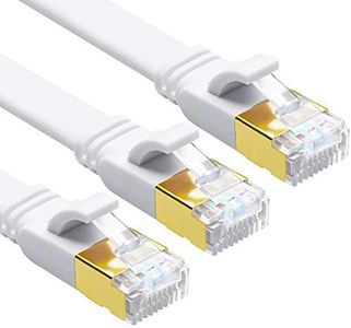 Yauhody CAT 8 Ethernet Cable, 1m 3 Pack High Speed 40Gbps 2000MHz Flat SFTP Network Cable with Gold Plated RJ45 Connector, CAT8 Internet LAN Patch Cord for Gaming, Routers, Modems (1m3 Pack/White)