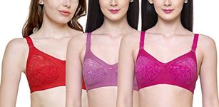 INKURV Full Coverage Bra for Women with Cotton Blend Fabric for High Support-Combo of 3|Red_Queen_Blush_42D |