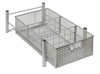 Amtido Mesh Cabinet Basket Organisers - Metal Storage Drawer - Sliding Rack with Dividers for Spice, Shower, Pantry Supplies - Kitchen, Bathroom, Undersink, Garage Shelving - Silver - Medium