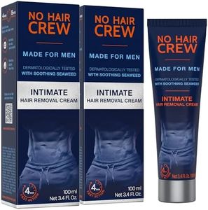 No Hair Crew Intimate/Private At Home Hair Removal Cream for Men - Painless, Flawless, Soothing Depilatory for Manscaping Unwanted Coarse Male Body Hair, 100ml (2 Pack)