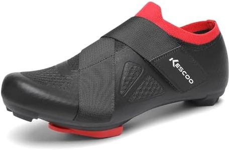 KESCOO Unisex Cycling Shoes Compatible with Peloton Bike & SPD Indoor Outdoor Road Bike Cycling Shoe for Men Women, 1 Hook and Loop Strap, with Delta Cleats Black 45.5