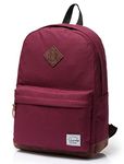 Vaschy Unisex Classic Lightweight Water-resistant Campus School Rucksack Travel BackPack Burgundy Fits 14-Inch Laptop