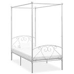 vidaXL Canopy Bed Frame - Elegant Metal Design, White, 209x97.5x198cm, Suitable for 90x200cm Mattress - Enhance Your Bedroom Decor