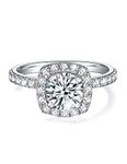 IMOLOVE Moissanite Engagement Rings for Women Wedding Promise Ring 1.4CT D Color VVS1 Clarity Round Cut Moissanite Ring in Sterling Silver plated with 14K White Gold-100