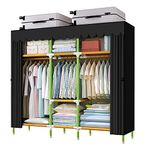 HESMENO Portable Wardrobe Storage Closet Colored Rod and Black Cover Portable Closet Stroage Organizer, Quick and Easy to Assemble, Sturdy Strong and Durable 165x43x168cm