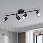 GORDNWE Track Lighting Fixtures,4 Light Track Lighting Kit,Black Track Light with Adjustable Track Heads, Ceiling Spotlight for Kitchen, Office, Dining Room,Living Room,Center Island Counter