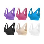 Blu Apparel Multipack Seamless Comfort Bras Sleep Bras Sizes 8-24 Not Padded Wireless (UK, Alpha, M, Regular, Regular, Black/White/Nude/Purple/Ruby/Blue 6 Pack)