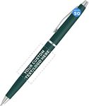 DISCOUNT PROMOS Custom Langham Ballpoint Pens Set of 50, Personalized Bulk Pack - Black Ink, Great for Office, School, Business, Tradeshows - Hunter Green