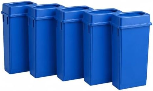 23 Gallon Slim Jim Rectangular Dark Blue Trash Can with Lid | 5 PACK