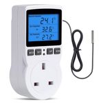 INKBIRD Thermostat Plug Socket, Digital Temperature Controller Timer Outlet, Timer Switch Plug with Sensor Probe Heating Cooling Mode for Reptile Greenhouse Home Fermentation