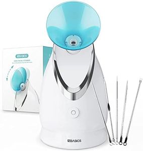 EZBASICS Facial Steamer Ionic Face Steamer for Home Facial, Warm Mist Humidifier Atomizer for Face Sauna Spa Sinuses Moisturizing, Unclogs Pores, 1 Pack + 5 Stainless Steel Skin Kit Blue