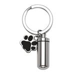 Jovivi Stainless Steel Dog Paw Urn Keyring Pet Ashes Keepsake Cylinder Hair Locket Keychain Memorial Cremation Urn Key Ring Gifts