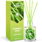 STRN Citronella Reed Diffuser, Lemongrass Fragrance Diffuser for Bathroom, Reed Diffuser Set with 6 Reed Diffuser Sticks, Home Decorations Scent Diffuser 6.76 fl.oz