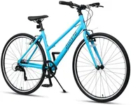 AVASTA Road Bike for Women Female Lightweight Step Through 700C Aluminum Alloy 17 Inch Frame City Commuter Comfort Lady Bicycle, 7-Speed Drivetrain, Color Blue
