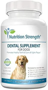 Nutrition Strength Dental Care for Dogs, Daily Supplement for Healthy Dog Gums and Teeth with Organic Kelp, Strawberry Leaf, Pumpkin Seed for Dog Mouth and Teeth Cleaning, 120 Chewable Tablets