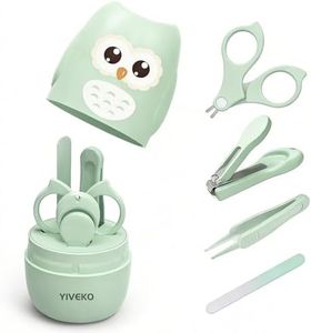 YIVEKO Baby Nail Kit, 4-in-1 Baby Nail Care Set with Cute Case, Baby Nail Clippers, Scissors, Nail File & Tweezers, Baby Manicure Kit and Pedicure kit for Newborn, Infant, Toddler, Kids-Owl Green