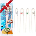 Compac Home Easy-to-Use Chopsticks, Plastic Dishwasher Safe, Great for All Ages, Parties, Stocking Stuffer, 4 Count