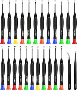 Precision Screwdriver Set, 25 PCS Small Screwdriver Set Magnetic, with Torx Flathead Phillips Star Pentalobe Y Screwdrivers, ESD Tweezers for Eyeglass Watchmaker Computer PC Electronic Laptop Jewelers