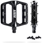 AARON - Rock Aluminium Mountain Bike Pedals with Industrial Ball Bearings - Anti-Slip with Replaceable Pins - Platform Pedal for E-bikes, MTB, Trekking Bikes - Black