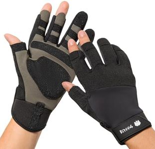 FitsT4 Sports Sailing Gloves Padded Palm Glove 3 Finger Water Resistant Moisture Wicking Kayaking Paddling Gloves for Sailing, Yachting, Fishing,Black,XL