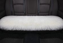 Sisha-A Sheep Wool Seat Cushion Cover Winter Warm Natural Wool Car Seat Covers Universal Fit for Most Car, Truck, SUV, or Van Back White