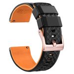 Ritche 24mm Silicone Watch Band Quick Release Rubber Watch Bands for Men Women - Black Top Pumpkin Orange Bottom Rose Gold Buckle