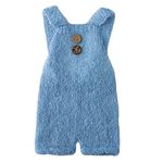 Baby Photography Props Boy Girl Photo Shoot Outfits Newborn Crochet Costume Infant Knitted Clothes Mohair Rompers (Light Blue)