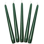 Deli Supplies Dinner Party Christmas Table Decor Bistro Candles Non Drip Tapered 9” 24cm Tall Taper Candle 7 Hour Burn Time Smokeless and Dripless Quality Wax (Green, 5)